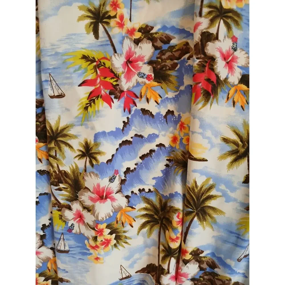 Lynt California UV‎ Protect Maxi Swing Skirt Sz M Blue Tropical Island Vacation